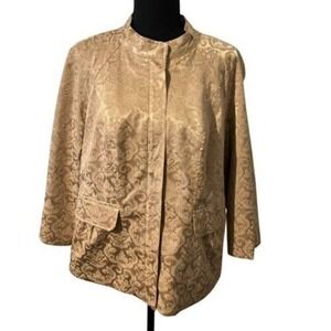 Susan Bristol‎ Tan Beige Embossed Lined Blazer Cropped Womens L
